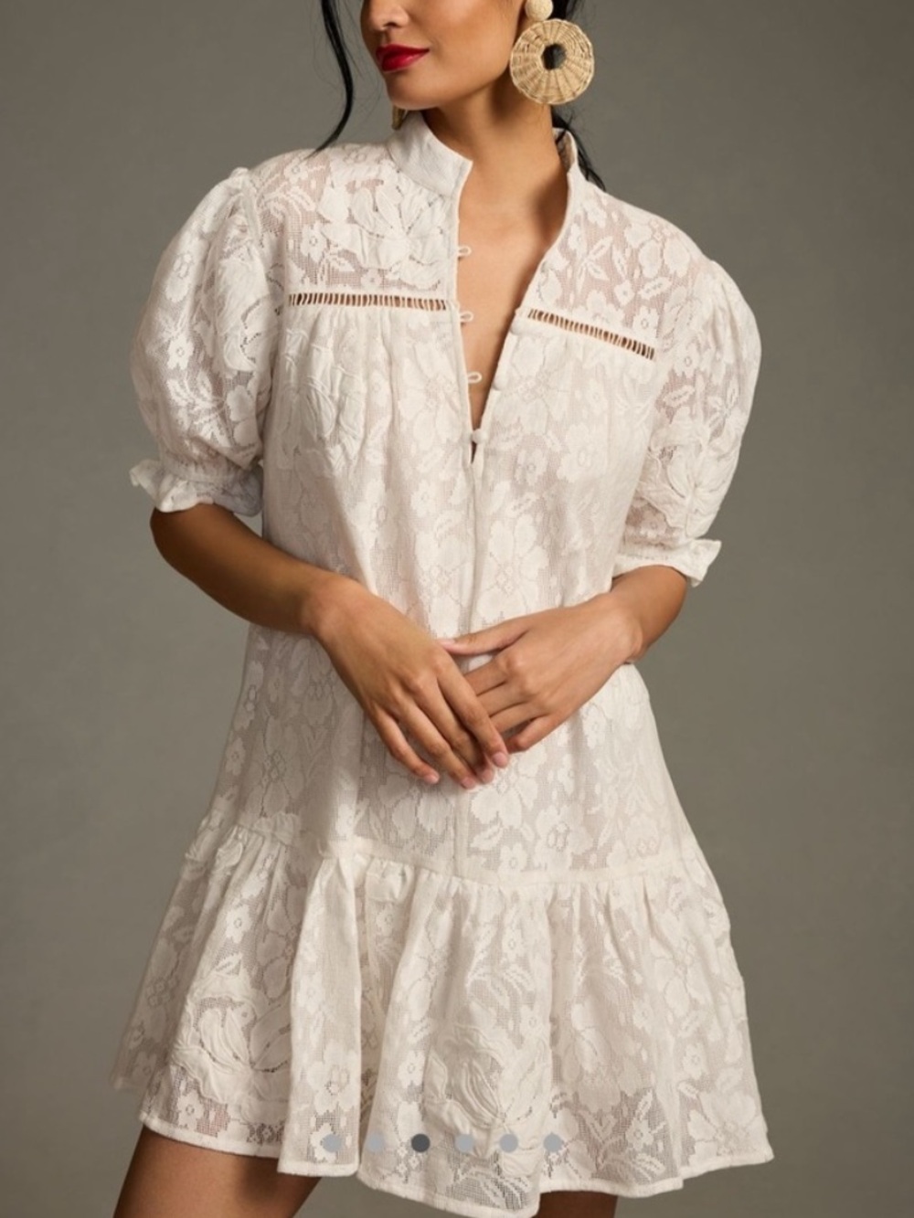 Anthropologie Porridge Tiered Lace Mini Dress